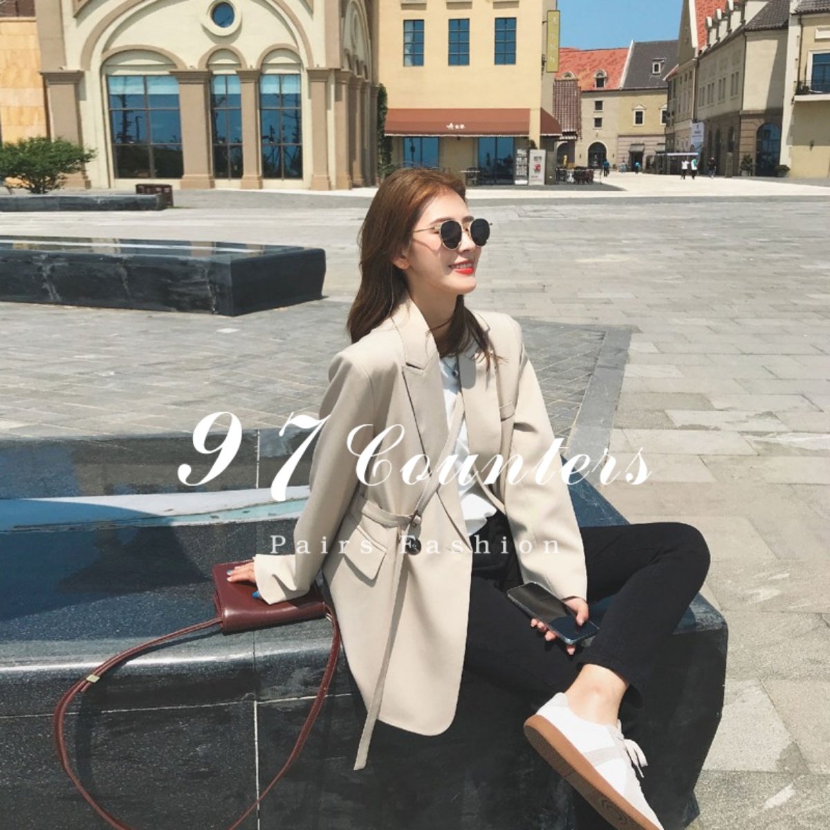 sandro asw small fragrance style suit jacket women's 2022 autumn new design loose lace-up casual suit