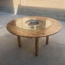 Induction cooktop Integral Hot Pot Table Hotel Farmhouse Music Great Platoon Stall Solid Wood Gas Cooker Commercial Round Dining Table And Chairs Combination