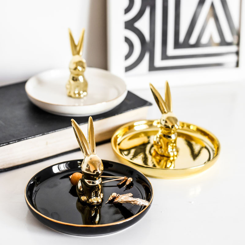Jewelry tray ornaments European-style dressing table storage tray bathroom ring necklace tray antlers crown ceramic jewelry rack