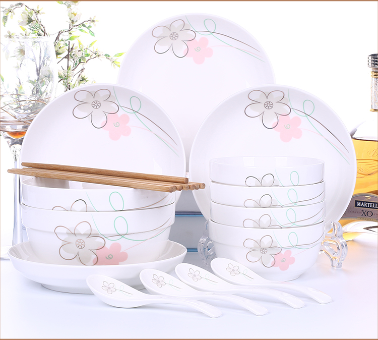 Nhà đặc biệt miễn phí kết hợp bộ đồ ăn bằng gốm sứ bát cơm bát súp nồi mì bát đĩa kết hợp lò vi sóng dĩa trắng
