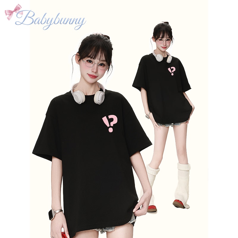 Babybunny American Design Letter Print Pure Cotton Short-Sleeved T-Shirt for Women 2026 Summer New Loose Top
