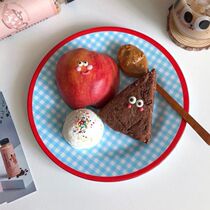 Ritual feel of food good things retro lattice imitation ceramic dinner plate fruit snack cake pan ins Wind plate