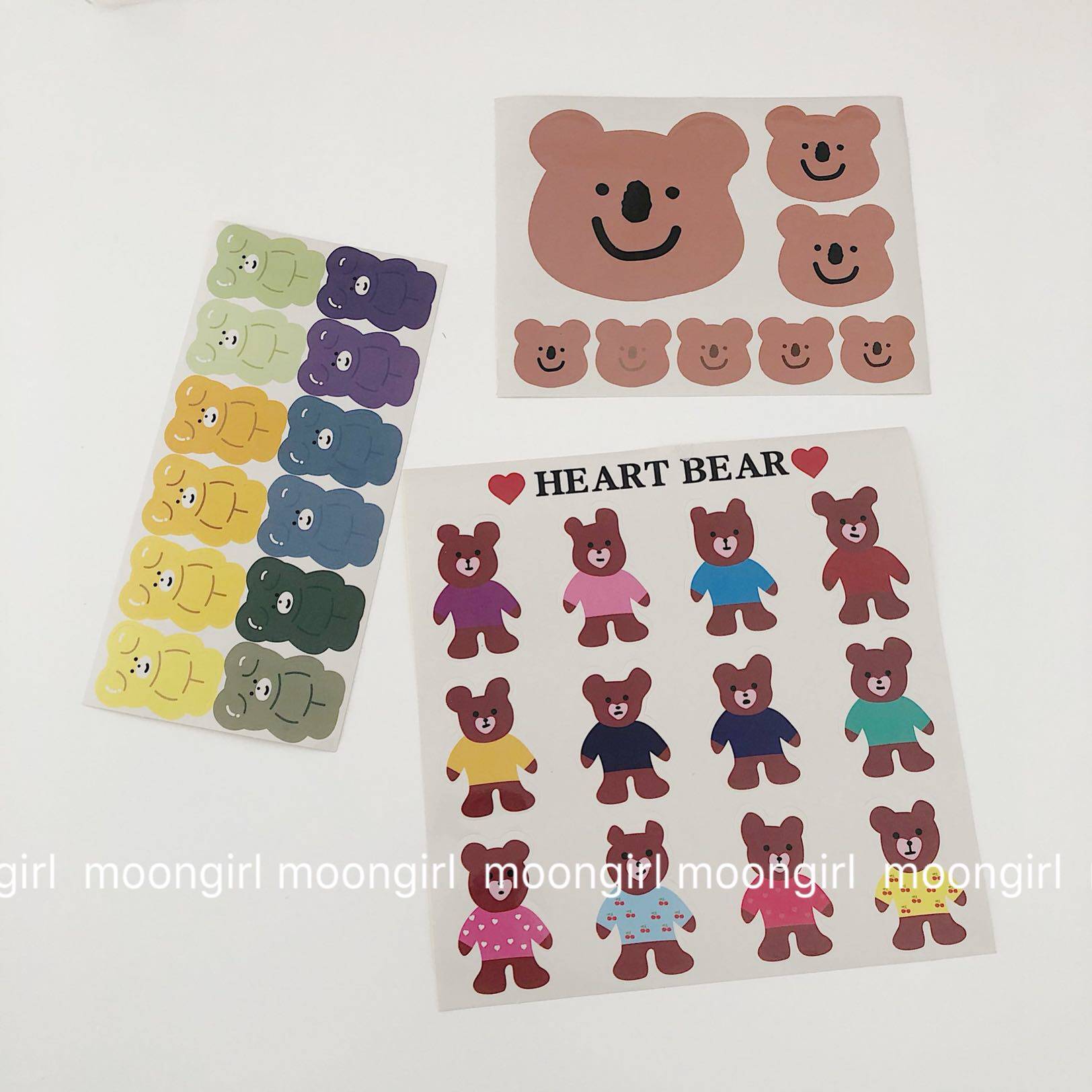 South Korea Ins Little Bear Series Students Love Candy Bear Girl Hearts Ledger Sticker Airpod Sticker Waterproof