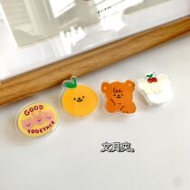 Korean little cute orange curly dog three bear folder ticket clip student stationery