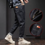 Демисезонные износостойкие джинсы, утепленные зимние удерживающие тепло повседневные брюки, свободный прямой крой