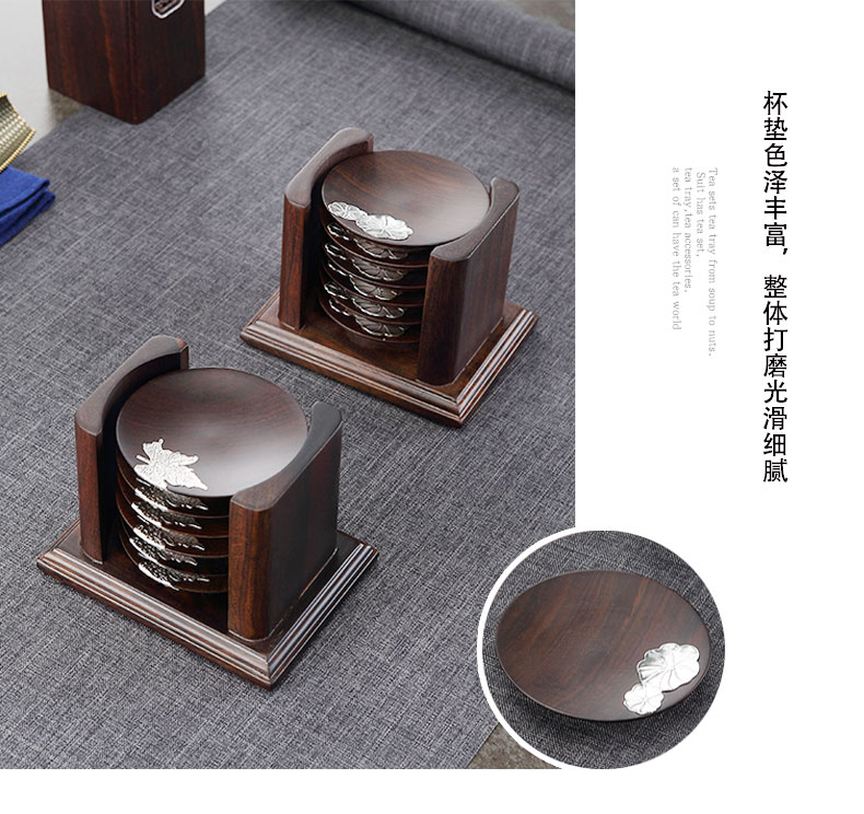 High morning cup holder, kung fu tea cup mat accessories Japanese zen tea solid wood base small cup dish