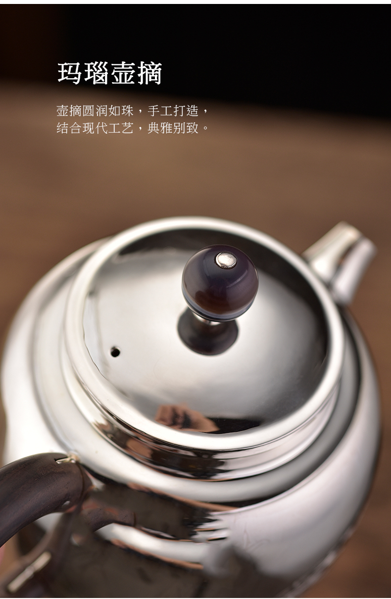 Morning high become saybot carve engraves the bird 999 silver pot pot all hand kung fu tea teapot big silver pot