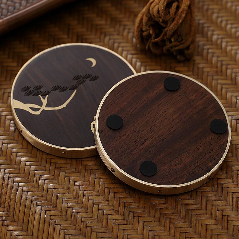 Morning high kung fu tea cups ebony cup mat household kung fu tea tea accessories solid insulation as 6 tablets