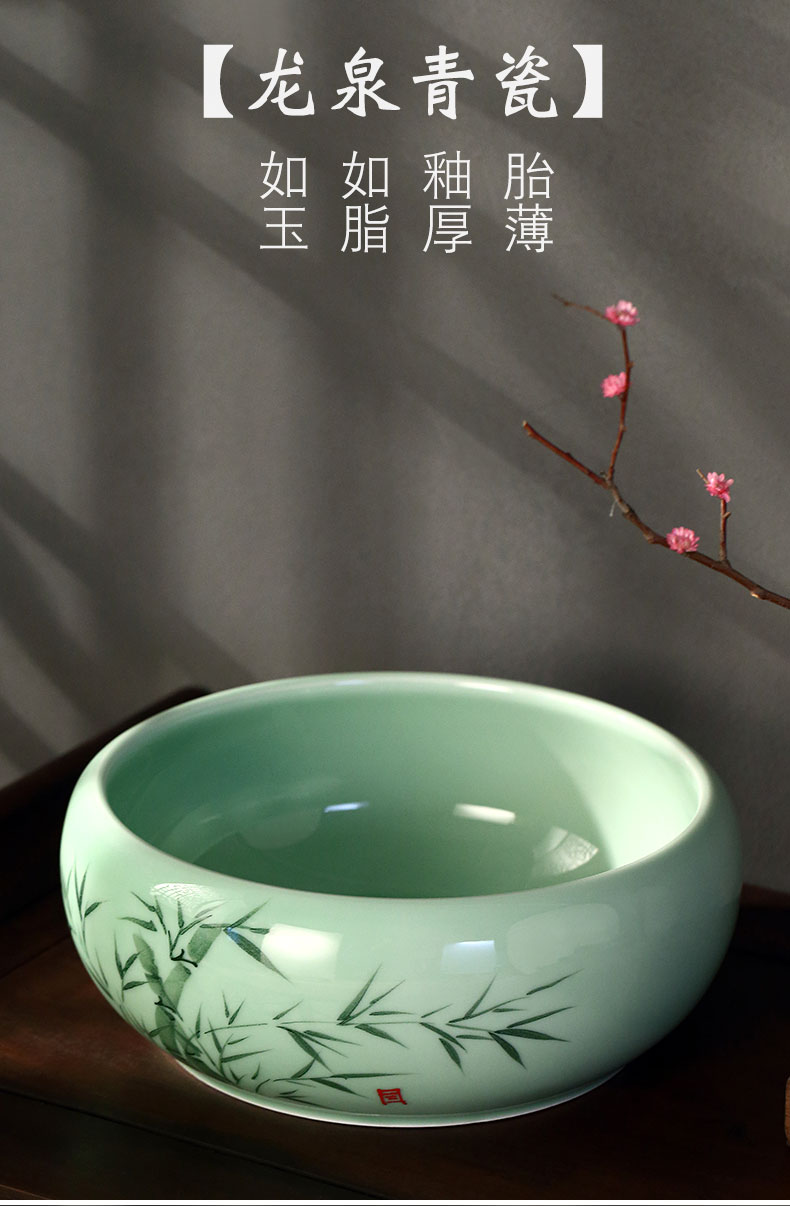 Morning high coarse pottery tea wash to wash cup extra large Japanese zen washed wash bowl with water, after the ceramic tea set with parts writing brush washer