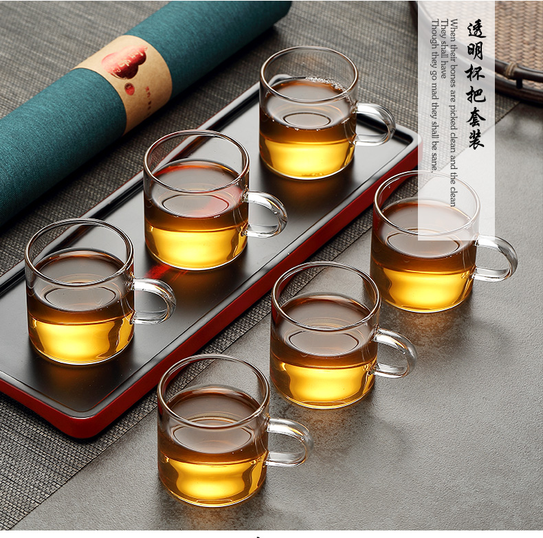 Kung fu tea cups suit household morning is high with the transparent glass cup only tea tea tea