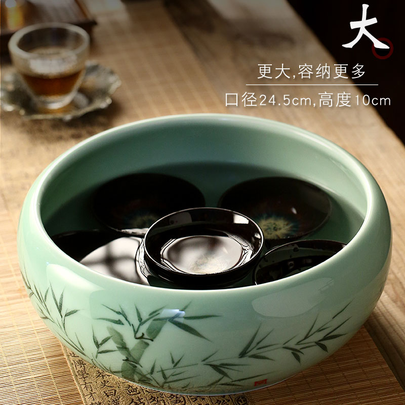 Morning high coarse pottery tea wash to wash cup extra large Japanese zen washed wash bowl with water, after the ceramic tea set with parts writing brush washer