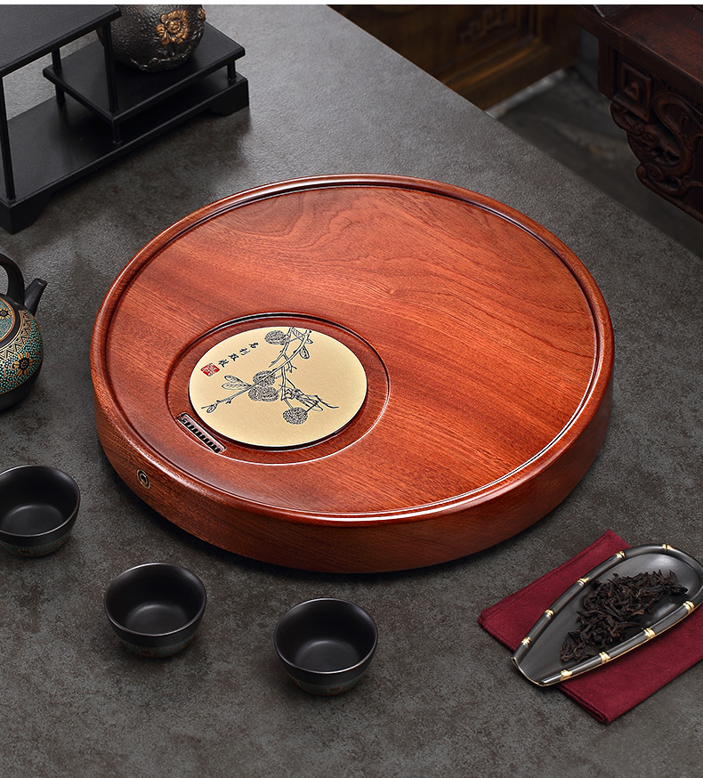 Morning high rosewood wood tea tray was circular household whole logs from the national Taiwan university, I and contracted with drainage