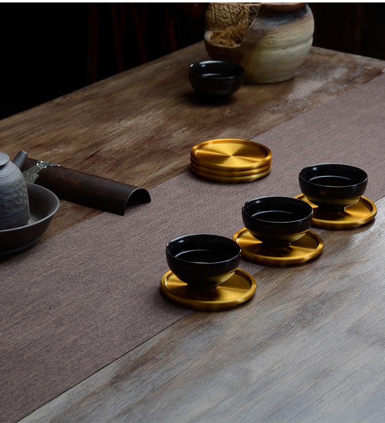 Morning high thickening coasters Chinese style household copper shim insulation pad tea cups kung fu tea set with parts books