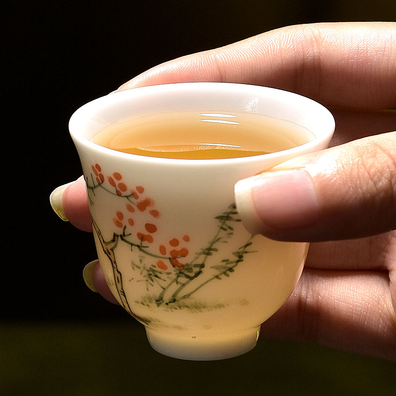 Morning high ceramic hand - made master cup home small master kung fu tea set a single tea cups of tea cup single CPU