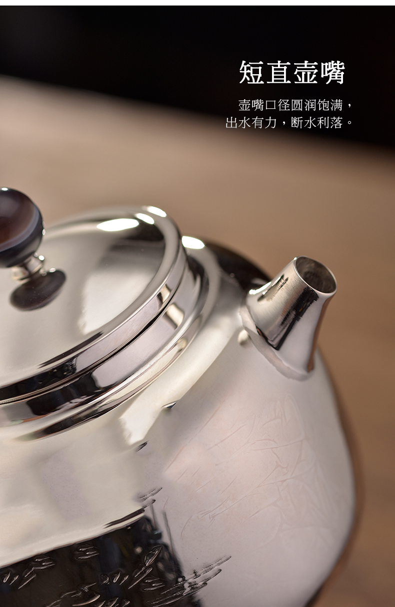 Morning high become saybot carve engraves the bird 999 silver pot pot all hand kung fu tea teapot big silver pot