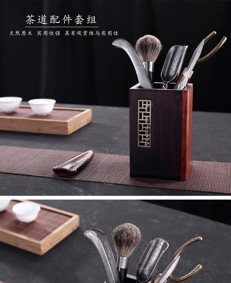 Morning high puer tea, black tea special tea knife pry ChaZhen pure manual Damascus solid wood tea needle knife become warped