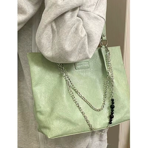 Зеленая вместительная и большая сумка на одно плечо, 2024 года, изысканный стиль, в западном стиле