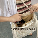 Соломенная вместительная и большая сумка на одно плечо, ведро, шоппер, в корейском стиле