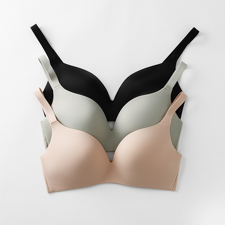 Japanese Seamless Bra Invisible Underwear for Women One-Piece Smooth Nude Feel Large Bust Minimizing Ultra-Thin Summer Breathable