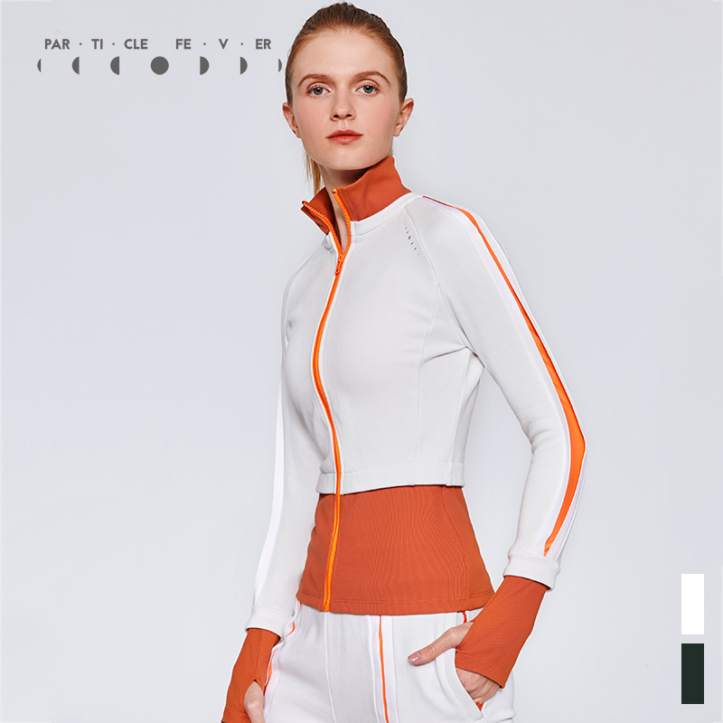 Particle Fanaticism PF Sport Coat Female Bangs color reclusive design Body Waist Standing Collar Running Jacket Woman