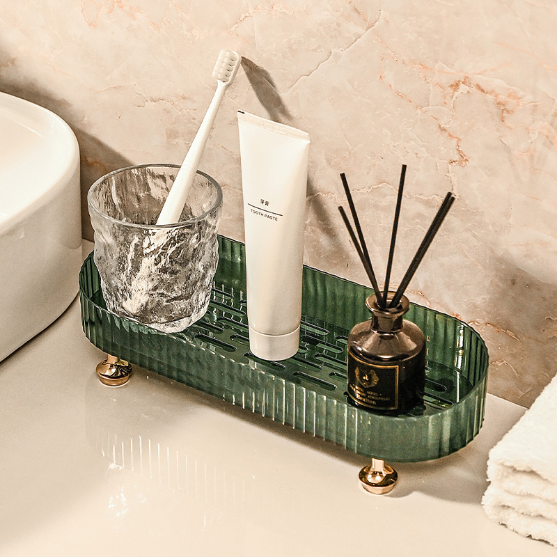 Washbasin Countertop Storage Rack Bathroom Supplies Mouthwash Cup Cosmetics Tray Shelf Bathroom Washstand Storage Rack