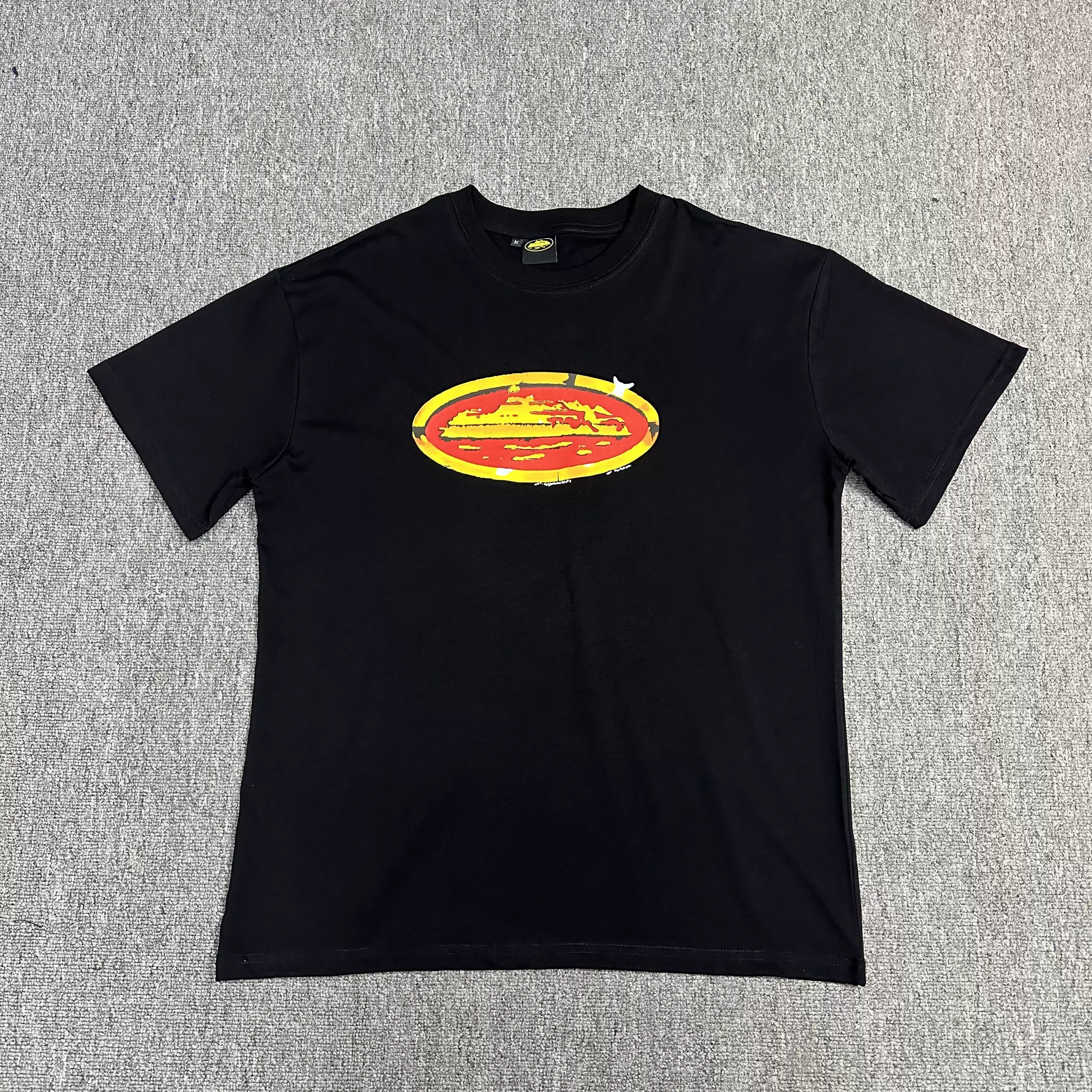 Cotton T-shirt hip-hop style with a round collar, American style