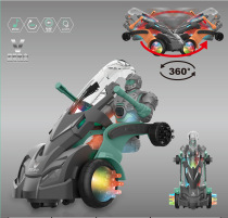 Children Electric Universal Stunt Deformation Car Music Light Automatic Deformation Car Robot Model Toy Boy