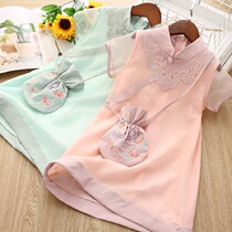 Clear goods girl cheongsam 2020 children's clothing summer children super fairy princess dress girl skirt baby Tang suit Han suit