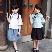 Clearance Girls Hanfu 2021 Spring Children's Republic of China Style Retro Suit Baby Chinese Style Girls Performance Suit Tang Suit