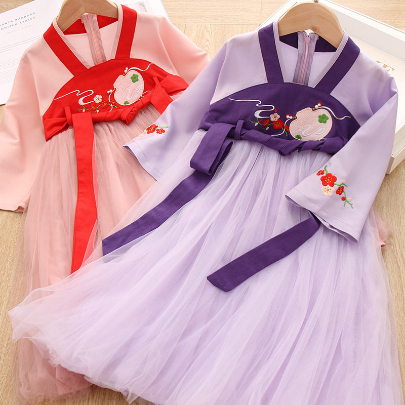 Girl Han Suit Jacket 2021 Springtime Child Super Fairy main Liandress Baby Chinese Wind fairy Fairy Skirt Tange
