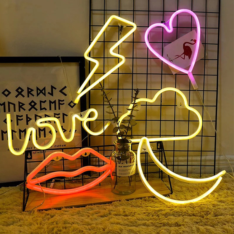Neon Hung Wall Creative Ins Color Lights decorated with flexible led mesh red neon light luminous character
