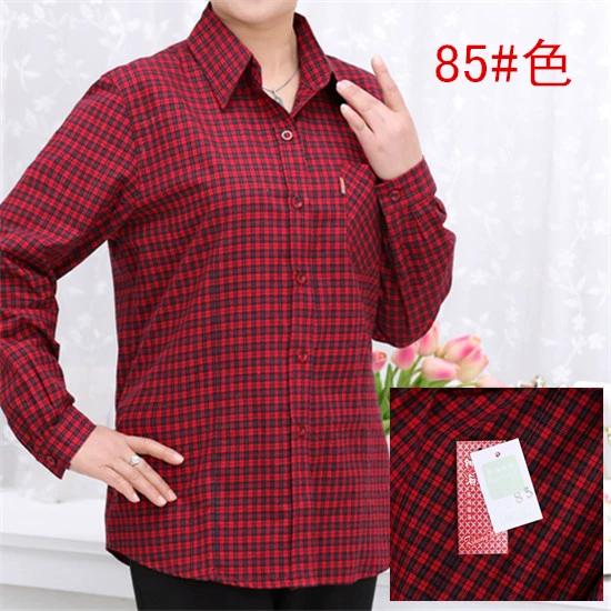 Áo sơ mi nữ dài tay cotton kẻ sọc nhỏ mùa xuân và mùa thu lỏng áo len cotton cỡ lớn - Áo sơ mi dài tay