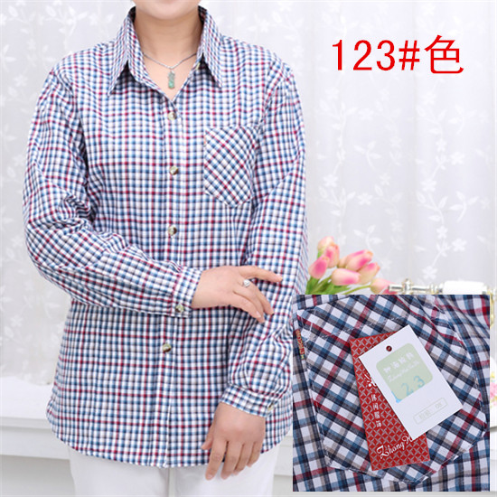 Áo sơ mi nữ dài tay cotton kẻ sọc nhỏ mùa xuân và mùa thu lỏng áo len cotton cỡ lớn - Áo sơ mi dài tay áo sơ mi tay phồng