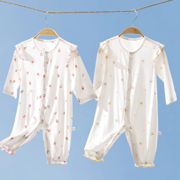 贝肽斯婴儿衣服夏季薄款连体衣长袖新生幼儿宝宝冰丝空调服睡衣S