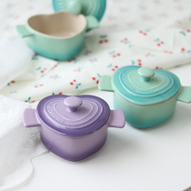 Export French simple gradient double ear with lid heart shaped microwave oven baking bowl stew bowl stew Cup stew Cup stew Cup Steamed Egg Bowl
