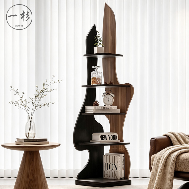 Floor-Standing Bookcase, Modern and Simple, Special-Shaped Bookshelf, Office Living Room Style, Living Room Study Room Storage Rack, Multi-Layer Storage Rack