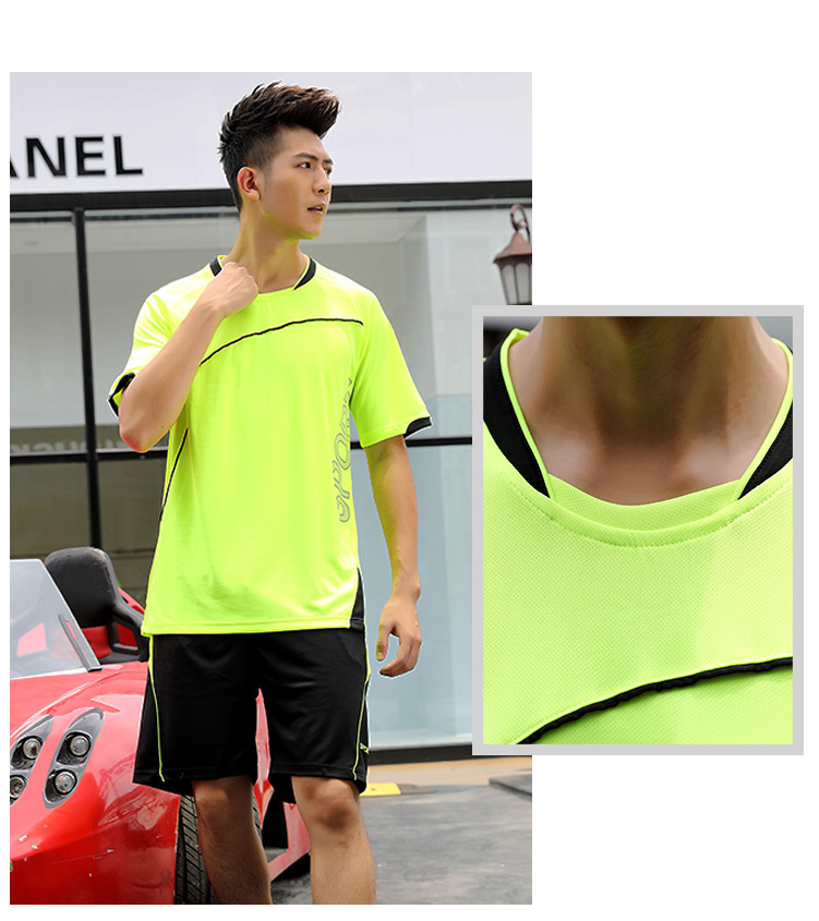 Thể thao phù hợp với nam ngắn tay quần short khô nhanh thể dục quần áo mùa hè cầu lông phần mỏng mồ hôi thấm thở chạy quần áo giản dị quần chạy bộ nam adidas