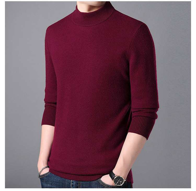 100% áo len cashmere nguyên chất nam mùa đông dày trung niên màu nửa cổ áo len cao cổ áo len đan đáy quần gile nam