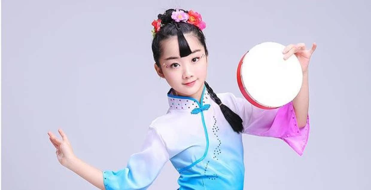 Phong cách Xiaohe thứ chín, điệu nhảy của trẻ em, đạo cụ tambourine của trang phục, điệu nhảy yangko cổ điển đồ đẹp cho bé gái