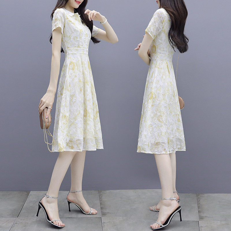 Chiffon dress women's summer 2022 new light and familiar style high-end sense waist slimming goddess fan temperament floral skirt