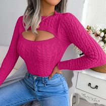 Sexy Hollow Out Sweater Women 2024 Autumn Winter Long Sleeve
