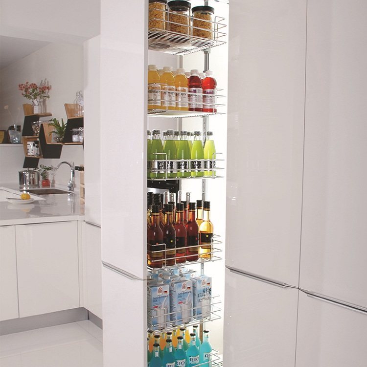 Kitchen high cabinet pull basket big monster stainless steel linkage multifunctional rack overall cabinet linkage high depth pull basket high lift