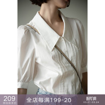 Eurocan 2021 Summer Dolls Collar Retro Style Small Crowd Bubble Sleeve Shirt Short Sleeve Loose Lining Jacket