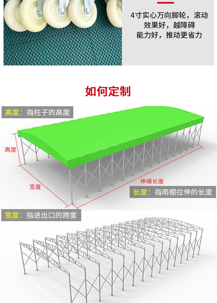 Mobile Sliding Canopy, Large Electric Movable Warehouse Tent, Outdoor Folding Retractable Sunshade, Food Stall Tent