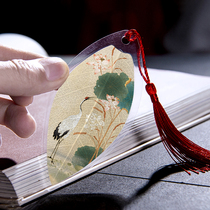 Chinese style classical cultural creation leaf vein bookmarks in the cloud White Crane beautiful meaning to the elders exquisite small gifts can be customized