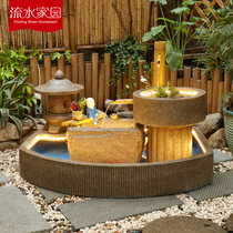 Japanese garden Fish pond landscaping Villa Garden landscape layout Indoor circulating water Balcony decoration water ornaments