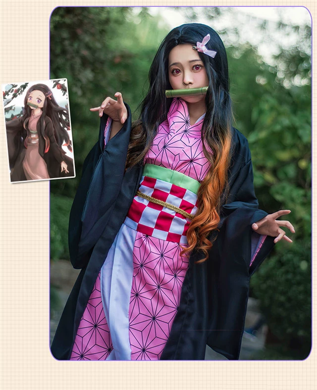 daki cosplay sexy Kimetsu không Yaiba cos phù hợp với Nezuko trẻ em Nezuko trang phục hóa trang ống tre Mi Douzi cos phù hợp với cos nữ cosplay tanjiro kamado