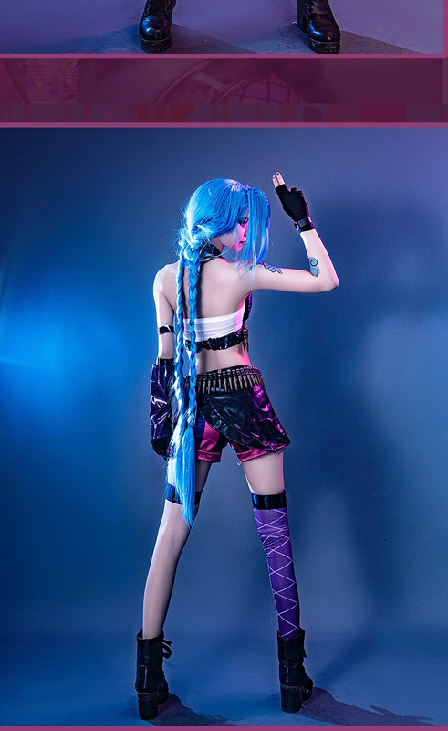 LOL Liên Minh Huyền Thoại Jinx COSplay Rampage Loli Jinx COS game có sẵn trong kho