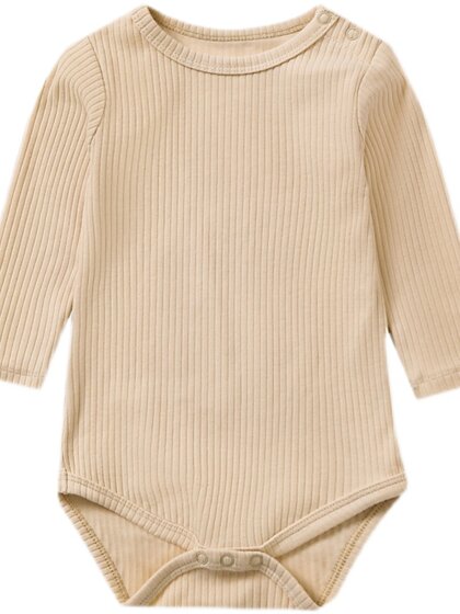 ins婴儿包屁衣春秋长袖打底 超萌女宝宝洋气哈衣纯棉坑条连体衣