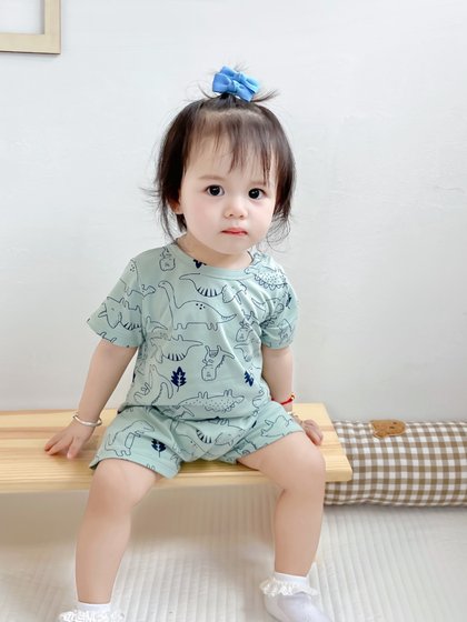 ins夏季薄款爬服短袖婴儿衣服 可爱超萌女宝宝洋气哈衣纯棉连体衣